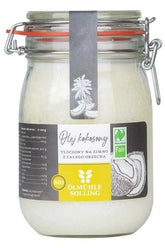 Ölmühle Solling Organic Coconut Oil in a glass jar labeled as cold-pressed, 1000 ml of high-quality coconut oil.